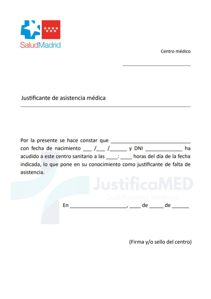 Justificante Médico Comunidad de Madrid