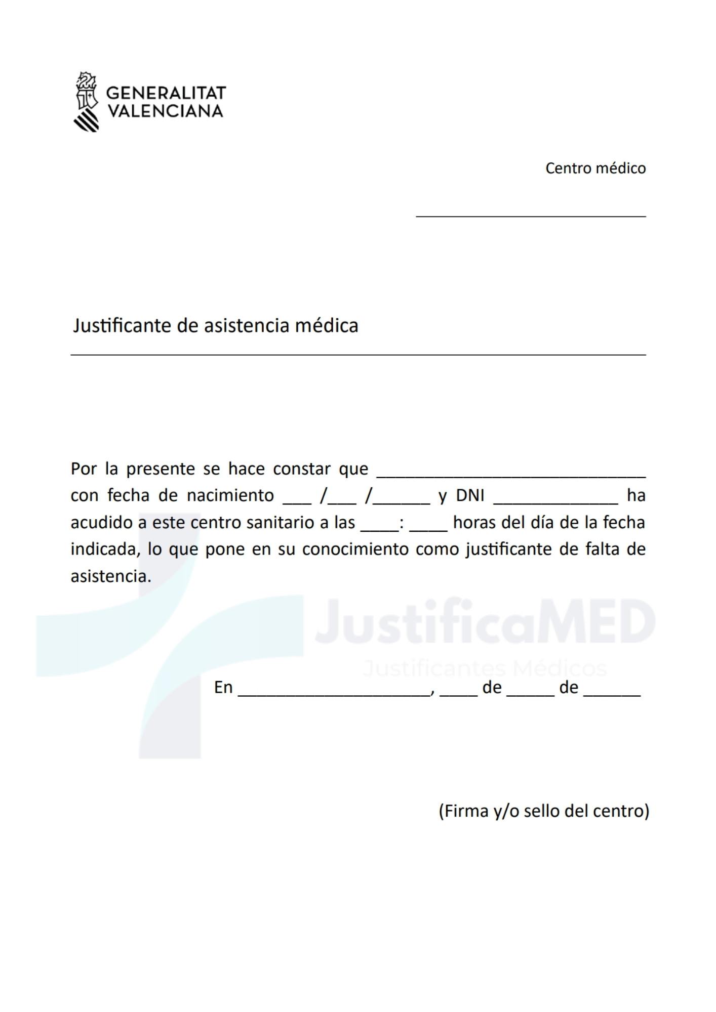 Justificante Médico GVA Valencia