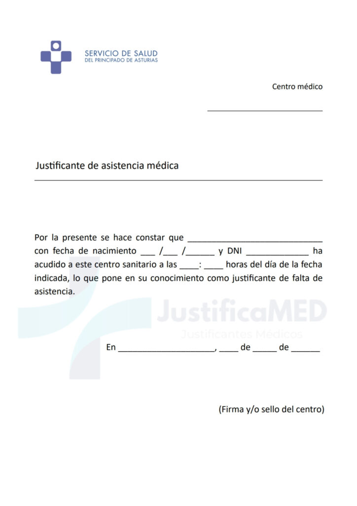 Justificante Médico Asturias SESPA