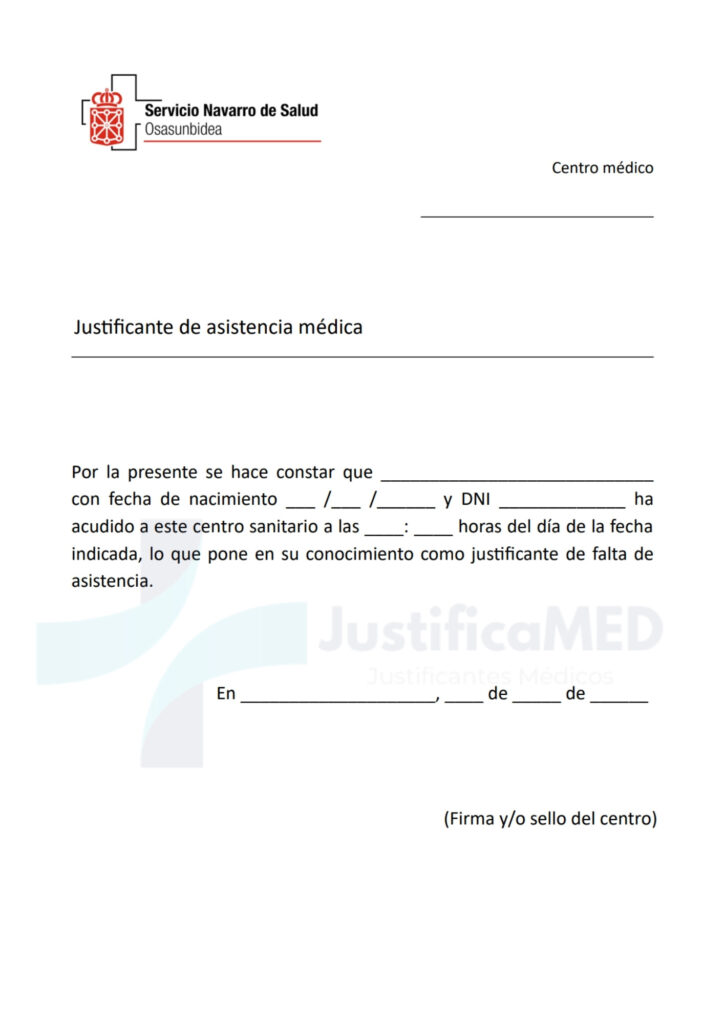 Justificante Médico Navarra Osasunbidea
