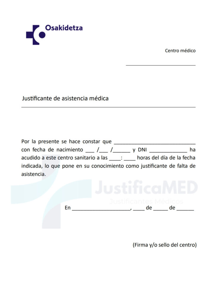 Justificante Médico País Vasco (Osakidetza)