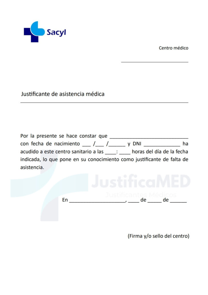 Justificante Médico Sacyl Castilla y León