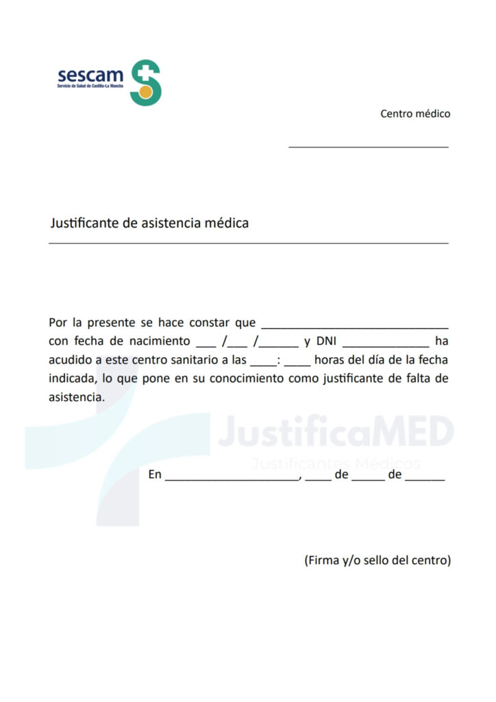 Justificante Médico Sescam Castilla-La Mancha